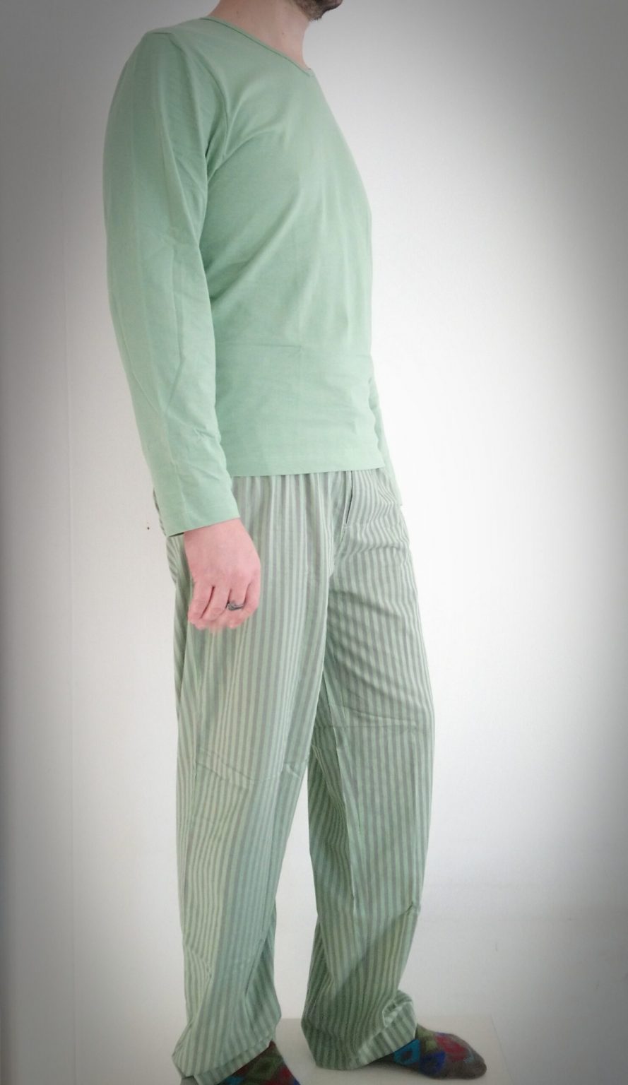 pigiama da uomo in cotone bio uve verde a righe s - immagine 2